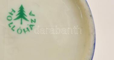 Hollóházi retró váza, kézzel festett, jelzett, alján hajszál repedéssel, m:12,5 cm