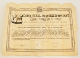 1877 Debrecen sz. kir. város oklevele a város polgárai közé felvett személy részére 48x35 cn