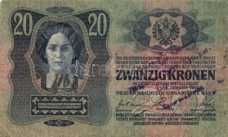 1913. 20K(5x)+1915. 10K(2x) mindegyik klf, szerb ellenbélyegzőkkel,összesen 7db T:II,III+