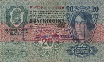 1913. 20K(5x)+1915. 10K(2x) mindegyik klf, szerb ellenbélyegzőkkel,összesen 7db T:II,III+