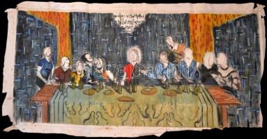 Jelzés nélkül: Utolsó vacsora. Olaj, vászon, Sérült. 120x70 cm