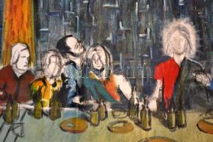 Jelzés nélkül: Utolsó vacsora. Olaj, vászon, Sérült. 120x70 cm