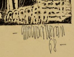 Molnár István (1933-2010) Cím nélkül. Linómetszet, papír. Jelzett, sorszámozott. 1/4. 20x12 cm