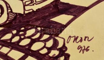 Orosz István (1941-1999): Salgóratján. Filc. papír, Jelzett. 43x30 cm