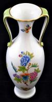 Herendi Viktória mintás váza, kézzel festett, jelzett, apró kopásokkal, m: 33 cm