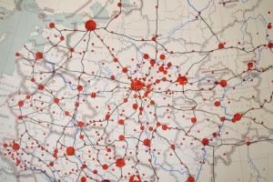 1941 Die Bevölkerungsdichte der europäischen Russland innerhalb der Grenzen Sowjetunion von 1941 Stu...