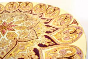 Zsolnay óriás dísztál orientalizáló mintával, kézzel festett, jelzett (Bosnyák Tiborné), hibátlan, d...