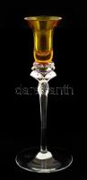 Ajka Crystal ólomüveg gyertyatartó, jelzett, hibátlan, m:21,5 cm