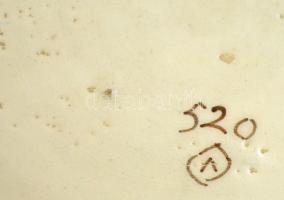 Mázas kerámia replika tányér, jelzett, kopásokkal, d: 20,5 cm