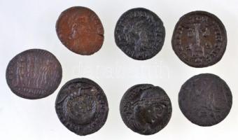 Római Birodalom 7db-os vegyes rézpénz tétel, közte Aquileia / I. Licinius 320. AE Follis (2,2g) + Siscia / I. Valentinianus 364-375. AE3 (2,35g), további uralkodók: I. Constantinus, II. Constantius T:2,2- Roman Empire 7pcs of copper coins, including Aquileia / Licinius I 320. AE Follis IMP LI-CINIVS AVG / VIRTVS EXERCIT - S-F - AQS (2,2g) + Siscia / Valentinian I 364-375. AE3 DN VALENTINI-ANVS PF AVG / GLORIA RO-MANORVM - .GammaSISC (2,35g); other emperors: Constantine I, Constantius II CXF,VF RIC VII 51.; IX 5a.