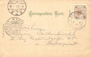 1898 Mauthausen, Volksschule, Marktplatz / school, market scqaure. Kunstanstalt Karl Schwidernoch Ar...