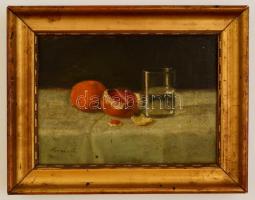 Kovács jelzéssel: Narancsos csendélet. Olaj, vászon-karton, keretben, 15×21 cm