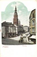 Opava, Troppau; Oberring / square with street vendors and shops