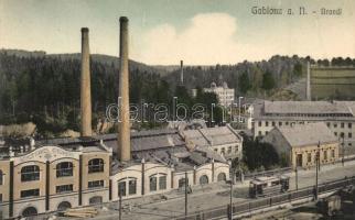 Jablonec nad Nisou, Gablonz an der Neisse; Brandl, Stadtisches Gaswerk / Light railway station, gasworks