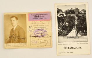 1933 Magyar Turista Szövetség igazolvány és cserkész képeslap