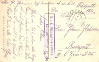 1916 Kalush, Ulica Maryi Konopnickiej / street view in winter + K.u.K. Kleinbahnverwaltung Krechowic...