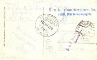 1916 Sambir, Sambor; Ratusz / Rathaus / town hall + K.u.k. Infanterieregiment No. 12. 1/XXI. Marschk...