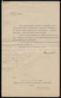 1922 Bernolák Nándor népjóléti és munkaügyi miniszter saját kezű aláírása kinevezési okmányon