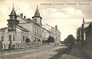 Ivano-Frankivsk, Stanislawów, Stanislau; Ul. Batorego / street view with villas, construction + K.u.K. Militär-Zensur Kommission