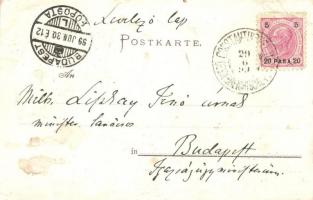 1899 Constantinople, Istanbul; Parade am Yildiz Kiosk. Orientreise d. Deutschen Kaiserpaares / Parad...