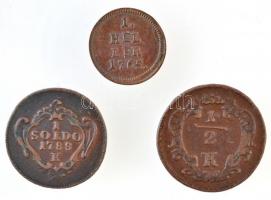 Vegyes: Ausztria 1760. 1/2kr Cu "Mária Terézia" + 1765. 1h Cu + Olasz Államok / Gorizia 17...