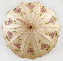 Régi gyermek esernyő, a fogóján madárfejjel, kopott madárfejjel, 47 cm