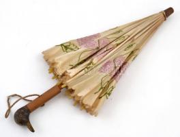 Régi gyermek esernyő, a fogóján madárfejjel, kopott madárfejjel, 47 cm