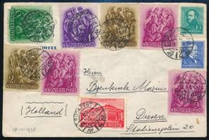 1938 Levél 10 bélyeges bérmentesítéssel Hollandiába / Cover to Netherlands