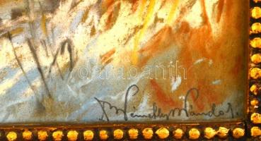 Némethy Nándor (?-?): Téli erdőrészlet. Pasztell, papír, jelzett, üvegezett keretben, 33×25 cm