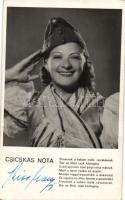 Kiss Manyi színművésznő dedikált fotólapja