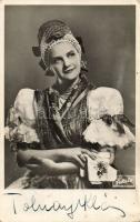 Tolnay Klári színművésznő dedikált fotólapja