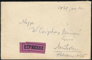 1939 Expressz levél 6 bélyeges bérmentesítéssel / Express cover with 6 stamps franking