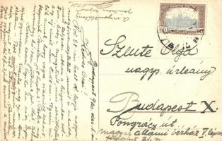 Üdvözlet a Krampusztól / Krampus with little girl. Pantophot Nr. 22-161. s. Susi Singer