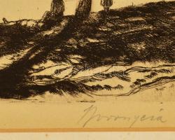 Boross Géza (1908-1971): Siófok. Rézkarc, karton, jelzett, 29×28 cm