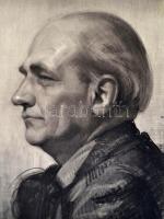 Szegedi Molnár Géza (1906-1970): Férfi portré. Szén, papír, jelzett, 52x45 cm