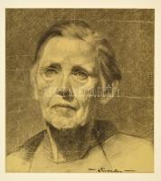 Olvashatatlan jelzéssel: Női portré. Szén, papír, 32×27 cm