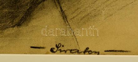 Olvashatatlan jelzéssel: Női portré. Szén, papír, 32×27 cm