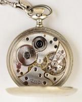 Doxa zsebóra, ezüst lánccal, hibátlan számlappal, működő szerkezettel, d: 5 cm