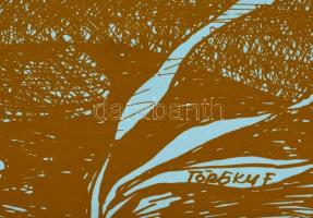 Töreky Ferenc (1922-2016): Női akt. Színes linó, karton, jelzett a nyomaton, 47×33 cm