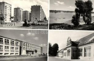 Százhalombatta - 4 db modern városképes lap: látkép, templom, Dunafüredi hajóállomás, Jégtörő