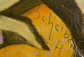 Scheiber jelzéssel: Pöttyös ruhás lány. Pasztell, papír, 40×25 cm