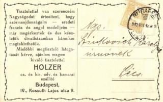 1912Holzer divatáruház reklámlapja. Budapest, Kossuth Lajos utca 9. / Hungarian fashion shop adverti...