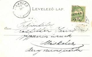 1899 Kassa, Kosice; Fő tér lóvasúttal és Nagy szállóval, Adria üzlet / main square with horse-drawn ...