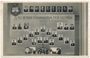 Nagyenyed, Aiud; A Református Bethlen Főgimnázium 1937-38. évben végzett növendékei. Studentika / grammar school graduates, Studentica. photo (EB)