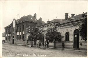 Tasnád, Tasnad; Községháza, Állami iskola / town hall, school