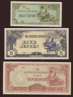 Burma/japán megszállás 1942-1944. 1c, 5c,10c,1/4R,1/2R,1R,5R,10R,100R T:I Összesen 9klf db!