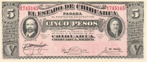 Mexikó/Chihuahua 1915. 1P,5P,10P össz. 3klf db T:I
