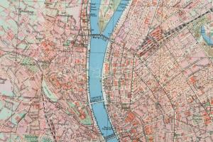 cca 1920 Budapest székesfőváros kézi térképe. Az alaptérképet tervezte és rajzolta: Kogutowicz Manó....
