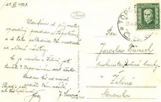 Nagytapolcsány, Topolcany, Topolcian; Fő tér és Siroki utca, Kávéház és étterem, üzlet. Julius Platz...