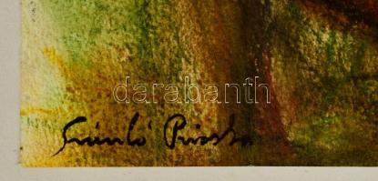 Szántó jelzéssel: Fészek. Vegyes technika, papír, 29×19 cm